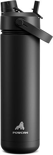 POWCAN 26oz Insulated Water Bottle with 2-in-1 Straw and Spout