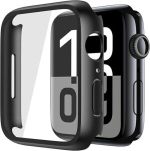 Misxi 2 Pack Tempered Glass Case Compatible for Apple Watch Screen Protector