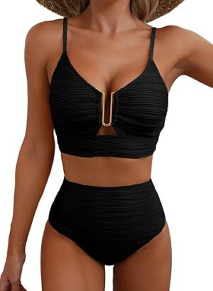 Herseas 2 Piece Bikini Set U-Wire Cutout Popular Swimsuit