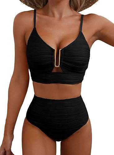 Herseas 2 Piece Bikini Set U-Wire Cutout Popular Swimsuit