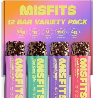 Misfits Protein Bar Variety Pack 14-15g Protein Nutrition Bars