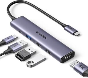 UGREEN USB C Hub 5 in 1 Multiport Adapter Revodok 105 4K HDMI 100W Power Delivery