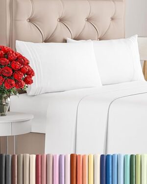 Queen Size 4 Piece Sheet Set Comfy Breathable Cooling Bed Sheets