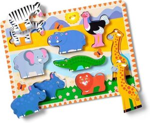 Melissa & Doug Safari Wooden Chunky Puzzle 8 pcs Educational