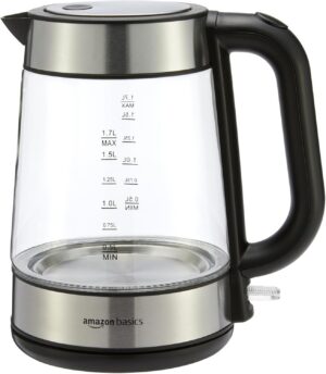 Amazon Basics Electric Kettle with Glass Carafe 1.7L