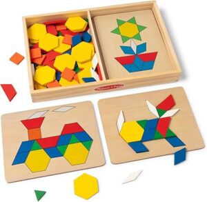 Melissa & Doug Pattern Blocks and Boards with 120 Multi-Colored