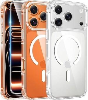 FNTCASE for iPhone 17 Pro Max Case Clear Magnetic Phone Case Compatible with MagSafe