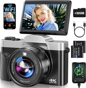 4K Digital Camera for Photography with WiFi 64MP Auto-Focus