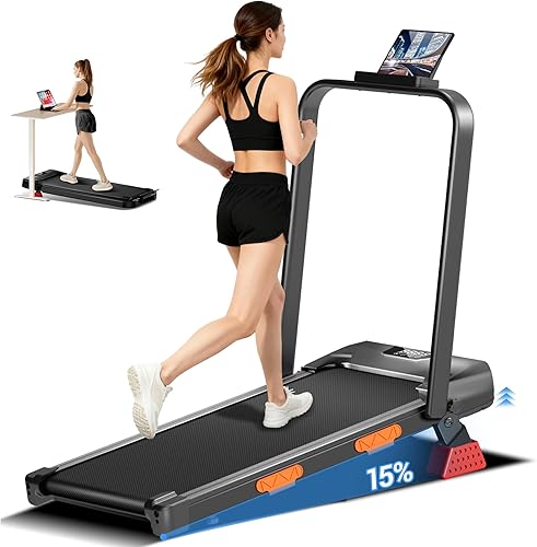 3-in-1 Foldable Treadmill with 300 LBS Capacity 15% Incline