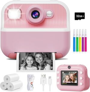 Instant Camera Front Rear Dual Selfie Kids Camera 1080P