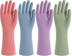 Rubber Cleaning Gloves for Dishwashing 4 Pairs Reusable