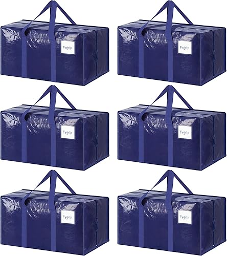 6 Pack Extra Heavy Duty Large Moving Bags with Strong Zipper