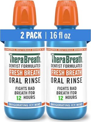 TheraBreath Fresh Breath Mouthwash Icy Mint Flavor Alcohol Free