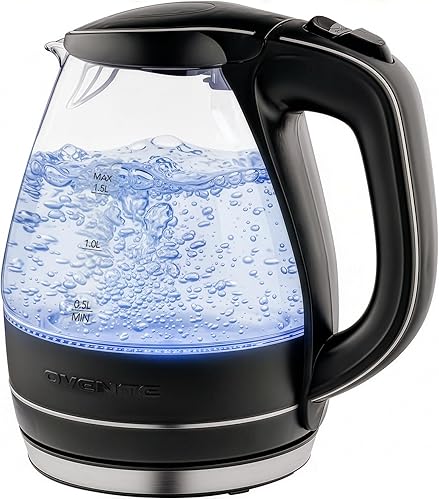 OVENTE Electric Kettle 1.5L Borosilicate Glass Countertop