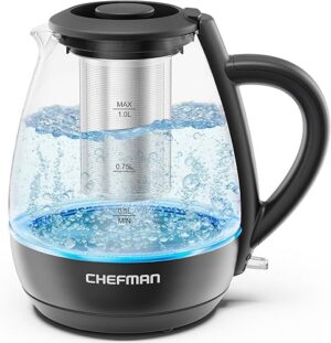 Chefman Electric Kettle with Tea Infuser Compact 1L