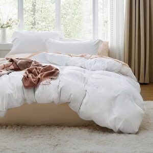Bedsure White Duvet Cover King Size 3 Pieces Prewashed