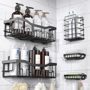 EUDELE Adhesive Shower Caddy 5 Pack Rustproof Stainless Steel