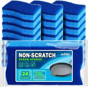 AIDEA Non Scratch Scrub Sponge 24 Count for Dishes Pots Pans