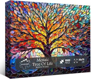 PICKFORU Stained Glass Puzzle Tree of Life Puzzles for Adults
