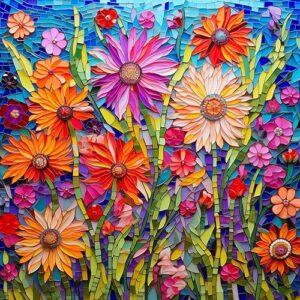 Bgraamiens Mosaic Art Flowers 1000 Pieces Puzzle for Adults