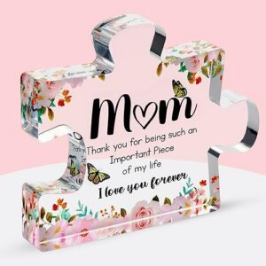 VELENTI Gifts for Mom Cute Engraved Acrylic Block Puzzle
