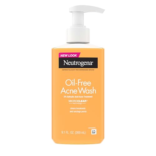 Neutrogena Oil-Free Acne Face Wash – Facial Cleanser with Salicylic Acid, Daily Cleanser for Oily & Acne-Prone Skin, Clears & Helps Prevent Breakouts, Clear Formula, 9.1 fl. oz. Bottle