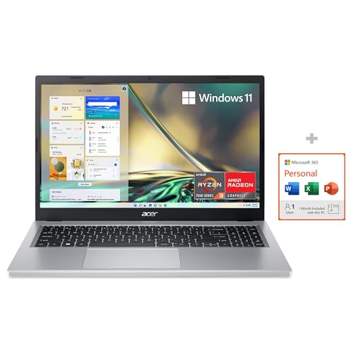 acer Aspire 3 A315-24P-R7VH Slim Laptop | 15.6″ Full HD | AMD Ryzen 3 7320U Quad-Core | AMD Radeon Graphics | 8GB LPDDR5 | 128GB NVMe SSD | Wi-Fi 6 | Windows 11 Home
